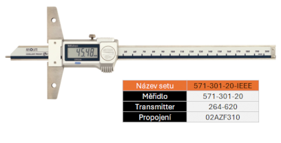 SET UW Digitální posuvný hloubkoměr 0-150/0,01mm IP67 MITUTOYO (571-301-20-IEEE)
