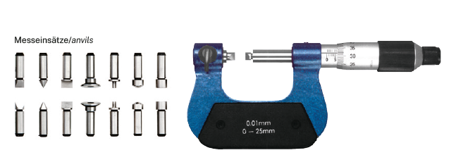 Analogový mikrometr HITEC s výměnnými doteky 25-50/0,01 mm (201-46)