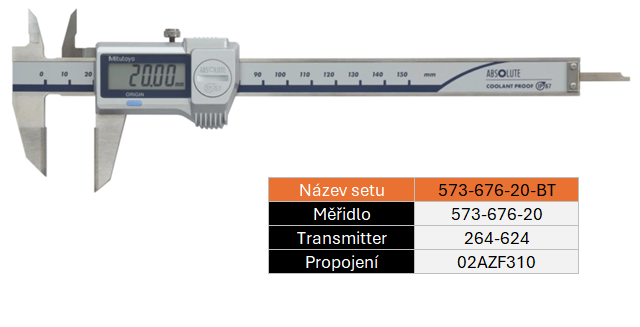 SET BT Digitální posuvné měřítko pro orýsování 0-150/0,01mm IP67 MITUTOYO (573-676-20-BT)