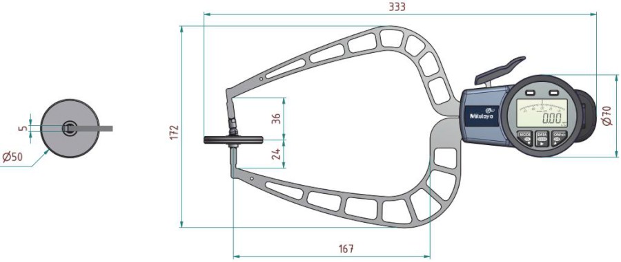209-920: Digitální úchylkoměry s měřicími rameny pro
vnější měření MITUTOYO 0-50/0,02mm