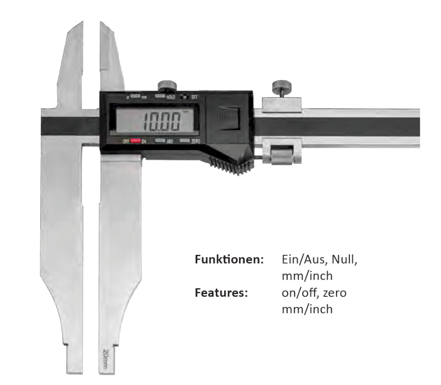 Digitální posuvné měřítko s nožovými doteky a jemným nastavením 300/0,01 mm/inch (HT-100-57)