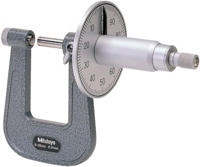 119-202: Třmenový mikrometr na měření tloušťky plechů s čiselníkem MITUTOYO 0-25/0,01mm