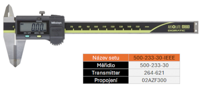 SET UW Digitální posuvné měřítko vnější měření tvrdokov 0-150/0,01mm MITUTOYO (500-233-30-IEEE)