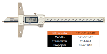 SET BT Digitální posuvný hloubkoměr 0-150/0,01mm IP67 MITUTOYO (571-301-20-BT)