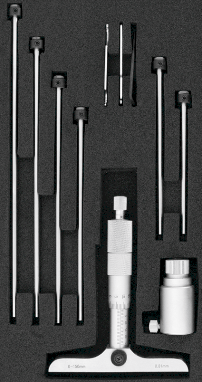 Mikrometrický hloubkoměr HITEC s výměnnými doteky 100/0,01 mm (130-78)