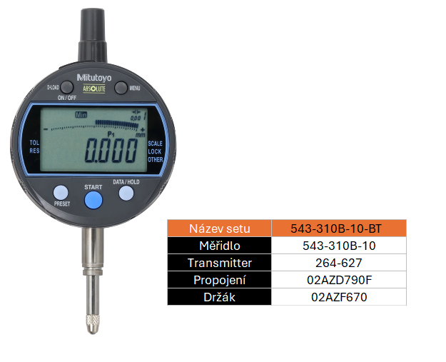 SET BT Digitální úchylkoměr ID-C 12,7/0,001mm IP42 pro dutinoměry, funkce TOL MITUTOYO (543-310B-10-BT)