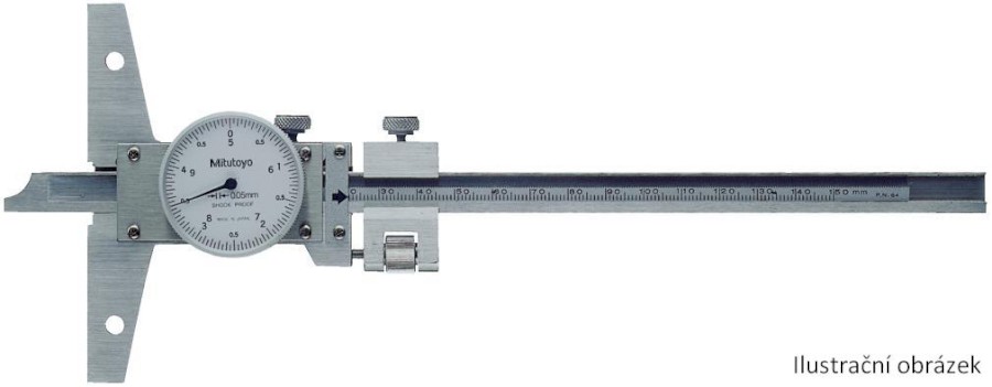 527-302-50: Analogový hloubkoměr s číselníkovým úchylkoměrem MITUTOYO 0-200/0,05mm