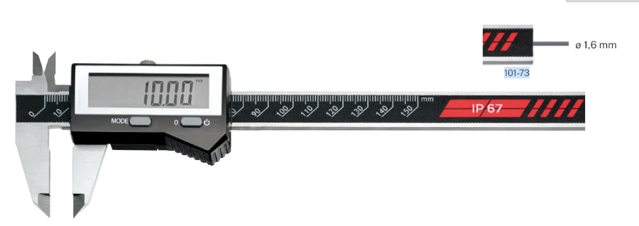 Digitální posuvné měřítko HITEC IP67 150/0,01 mm/inch kulatý hloubkoměr (101-73)