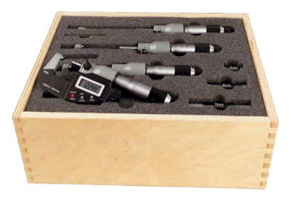 Sada digitálních mikrometrů IP65 0-100 Standardy měření 25 / 50 / 75/0,001 mm (HT-206-21)