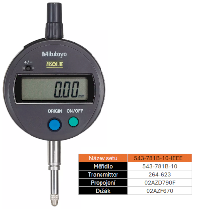 SET UW Digitální úchylkoměr ID-S 12,7/0,01mm IP42 MITUTOYO (543-781B-10-IEEE)
