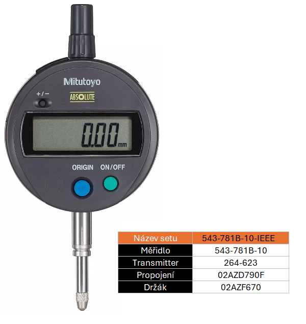 SET UW Digitální úchylkoměr ID-S 12,7/0,01mm IP42 MITUTOYO (543-781B-10-IEEE)
