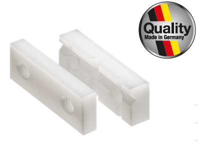 Pár čelistí pro svěrák HITEC 15 mm 1 kus hranol a 1 kus hladký z plastu (302-5603)