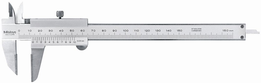 536-221: Analogové posuvné měřítko s Noniem MITUTOYO 0-150/0,05mm pro orýsování s čelistmi osazenými tvrdokovem