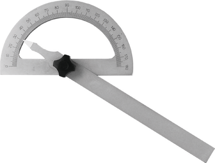 Úhloměr HITEC 0-180° s aretačním šroubem 150 mm délka ramene 200 mm (301-88)