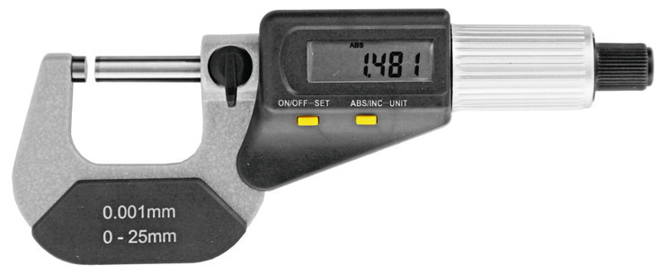 Digitální mikrometr HITEC IP54 s třecí spojkou 25-50/0,001 mm + nastavovací měrka (206-11)