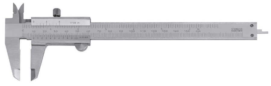 Posuvné měřítko HITEC 150/0,05 mm/ïnch s pojistným šroubem dole (100-017)