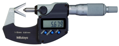 314-261-30: Digitální třmenový mikrometr s prizmatickým měřicím dotekem
MITUTOYO 1-15/0,001mm