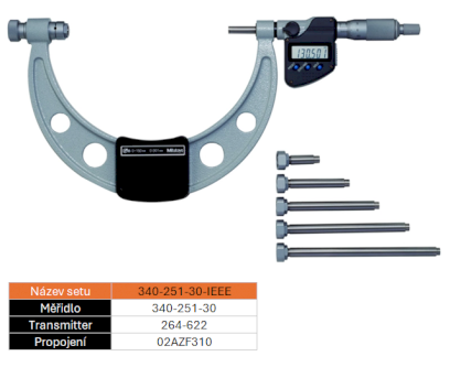 SET UW Digitální mikrometr s výměnnými doteky 0-150/0,001mm MITUTOYO (340-251-30-IEEE)