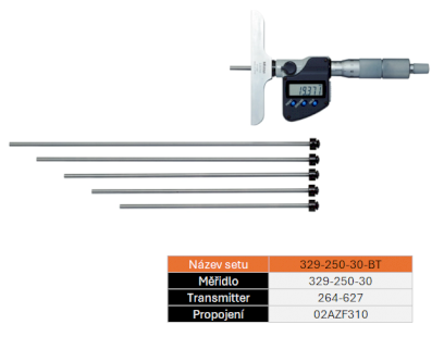 SET BT Digitální mikrometrický hloubkoměr 0-150/0,001mm MITUTOYO (329-250-30-BT)